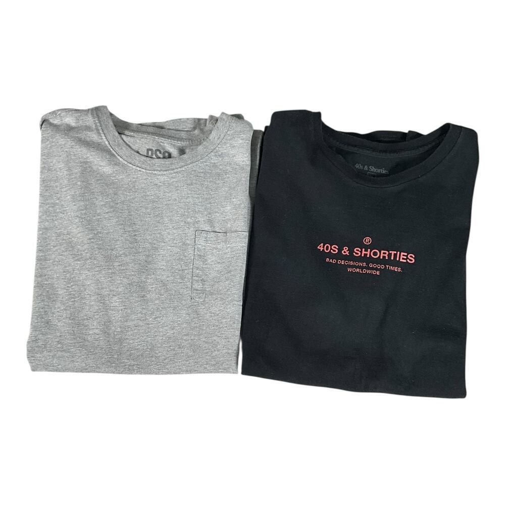 40's & Shorties Black Medium & RSQ Gray Small  Two Pack T-Shirts 100% Cotton Men